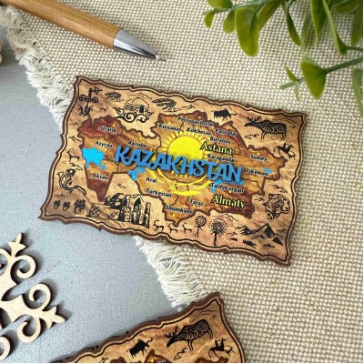 Магнит прямоугольный цветной Карта Казахстана