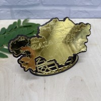 Настольный сувенир золото Карта Казахстана большая