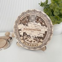 Тарелка деревянная 3D светлая Карта 15 см Бурабай Тарелка деревянная 3D светлая Карта 15 см Бурабай