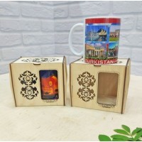 Кружка керамическая в деревянной коробке 