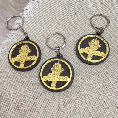 Брелок круглый золотой Байтерек